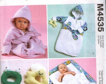 Infants Bath Toys, Bathrobe, Bath Mat Sewing Pattern Size, McCalls 4535 Uncut