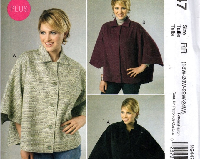 Womens Loose Fitting Cape Sewing Pattern, 3 Hour Easy Mccalls 6447 Size ...