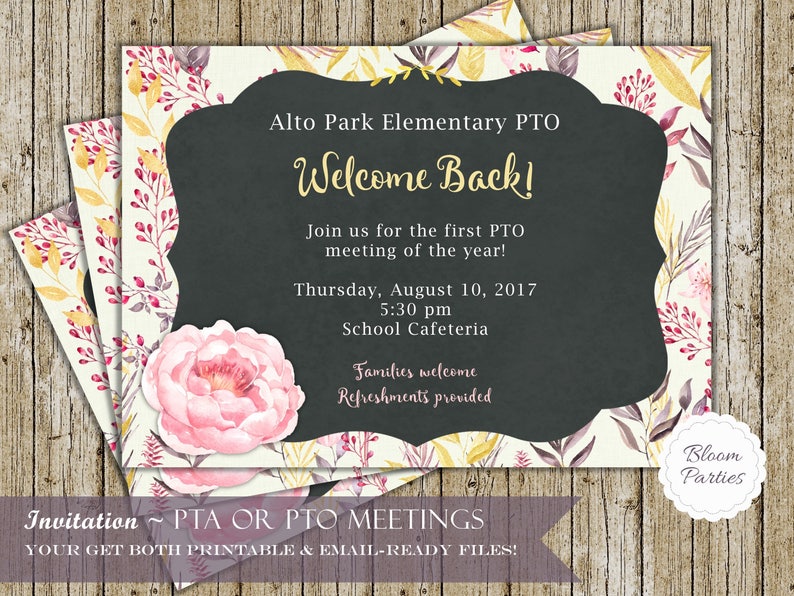 Pta Invitation And Pto Invitation For Pta Meetings And School Etsy