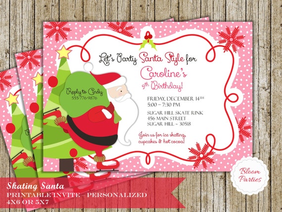 christmas birthday invitation christmas birthday party ice etsy