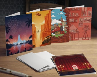 Old Hollywood Classics Greeting Card Set - 5 Minimalist Designs - Blank Inside (4.25x5.5 Folded)