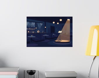 Vintage Jazz Club Wall Art Print – Minimalist Flat Retro Illustration (18x12 Poster)