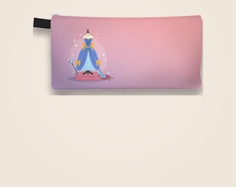 プリンセスドレスペンケース – メイク用品、画材、旅行用品用の、遊び心あふれるフラットイラストのジッパーポーチ