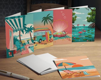 Tropical Beach Scenes Greeting Cards (5-Pack)