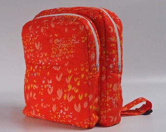 SALE Orange foliage backpack / travel backpack / rucksack / college backpack / back to school / school bag / fabric backpack / gift for her