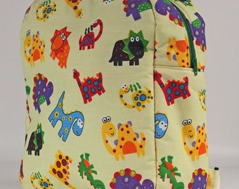 SALE Multi coloured dinosaurs backpack / children’s fabric backpack / school bag