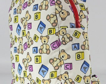 SALE ABC-Blöcke und Teddybären Rucksack / Kinderstoffrucksack / Schultasche