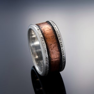 Organic Copper and Silver wedding band for men image 2