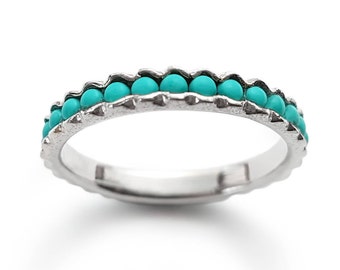 Turquoise and Silver Eternity stacking ring