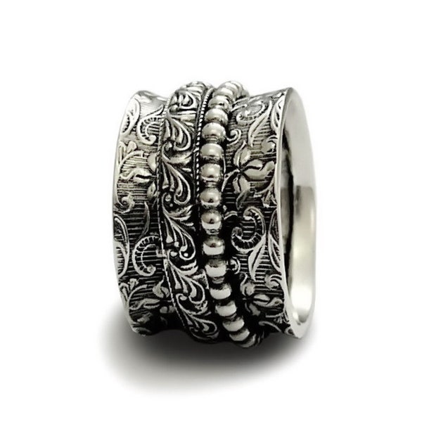 Textured Silver spinner ring