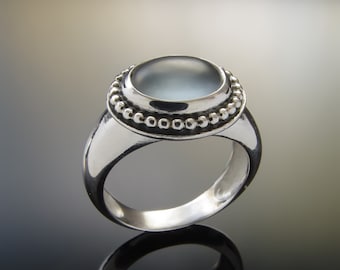 Chunky Silver ring with Oval Blue Quartz