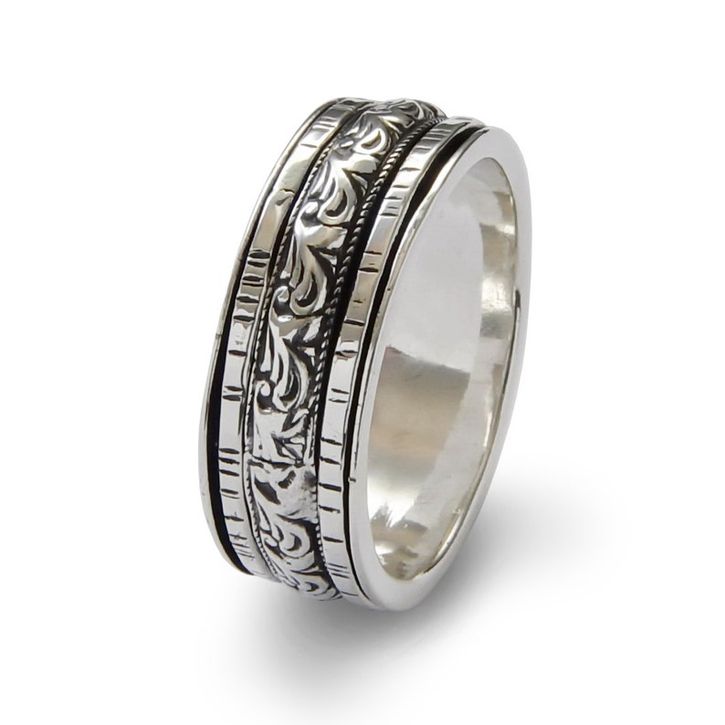 meditation ring fidget ring Anxiety Ring unisex ring Worry Ring silver spinner ring with three spinners spinner ring gift for her
