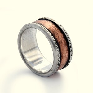 Organic Copper and Silver wedding band for men image 4