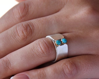 Silver and Gold band with Turquoise stones