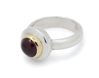 Two tone ring with Red Garnet