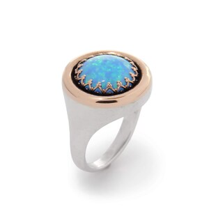 Oval Opal ring with Rose Gold braid image 6