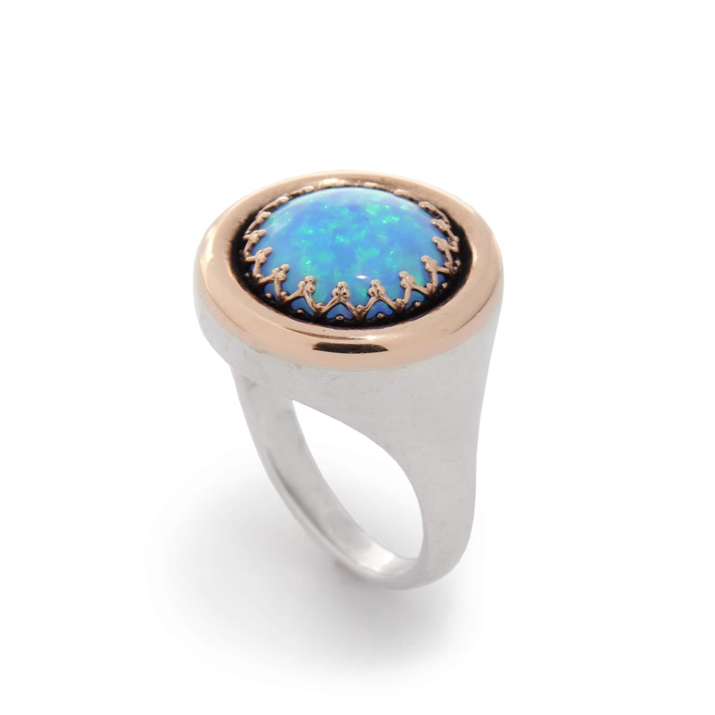 Oval Opal ring with Rose Gold braid image 8