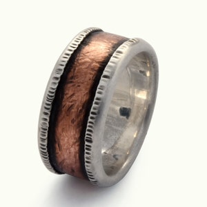 Organic Copper and Silver wedding band for men image 3