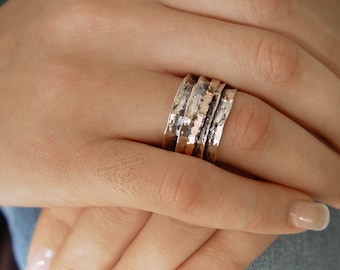 Hammered Silver Spinner Ring