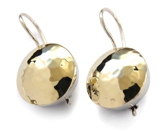 Round Hammered Gold drop Earrings