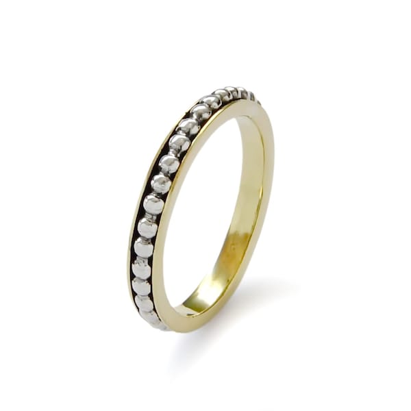 Brass and Silver Dotted Spinner ring