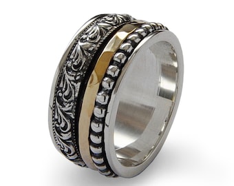 Mixed Metal Spinner ring for woman and men