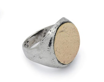 Hammered Silver and Gold Signet ring