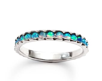 Silver and Blue Opals Band