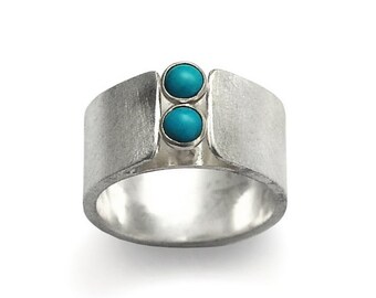 Mixed metals band with Turquoise stones