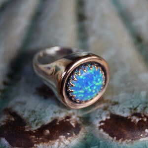 Oval Opal ring with Rose Gold braid image 7