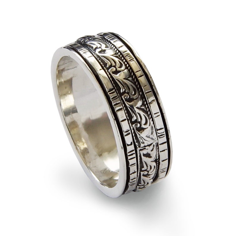 meditation ring fidget ring Anxiety Ring unisex ring Worry Ring silver spinner ring with three spinners spinner ring gift for her