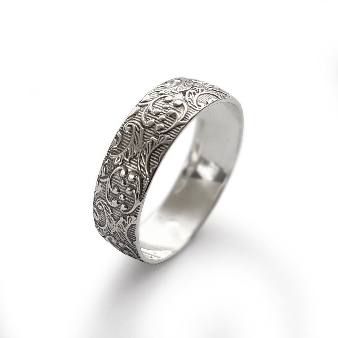 Classic Floral Silver Band - Etsy