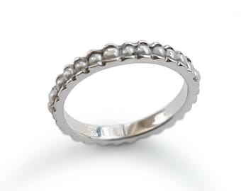 Silver Eternity Ring with Pearls