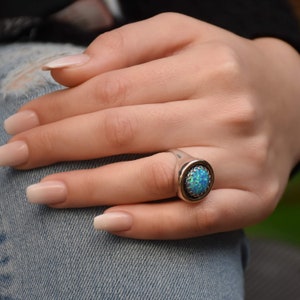 Oval Opal ring with Rose Gold braid image 2