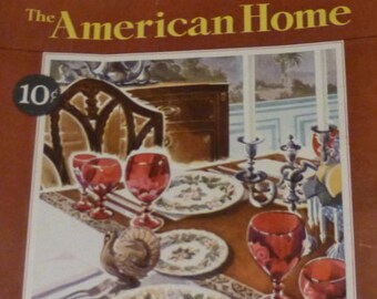 Thanksgiving Table, The American Home Cover, November 1931, Vintage Magazine Cover