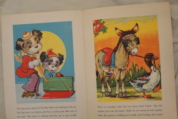 Kittens Puppies 1940s Vintage Childrens Book Samuel Lowe Company 1097 - 
