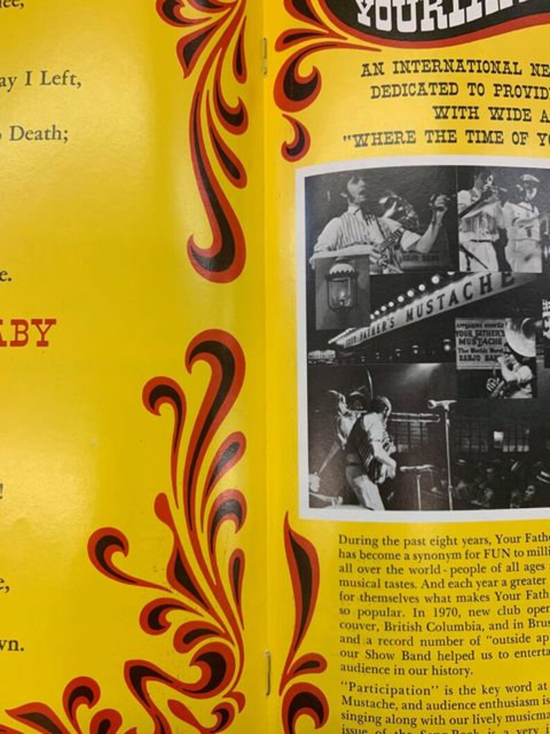 Your Father's Mustache Souvenir Singalong Song Book 1970 Etsy