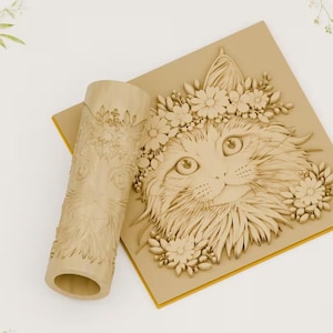 Cat Flower Crown Floral Texture Roller Free Shipping