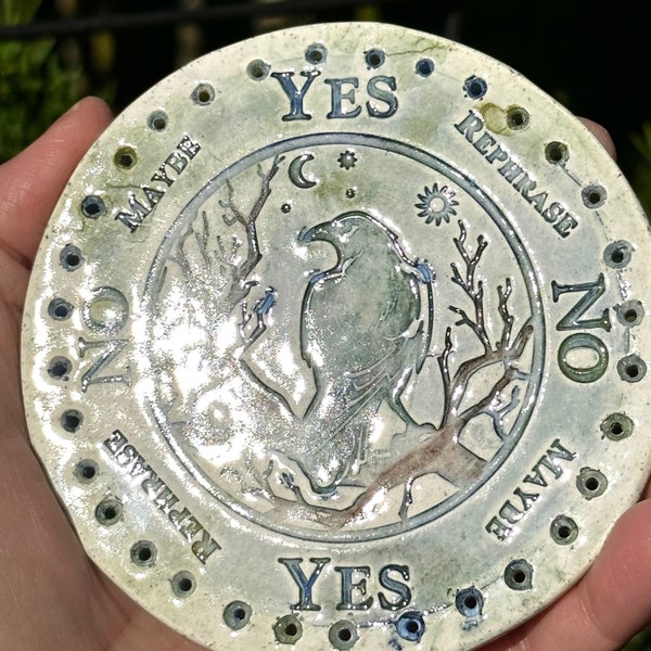 Large Raven on Branches Ouija  PIne Needle Ceramic Basket Base