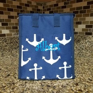 Anchor Navy Blue White Lunch Bag With Personalized Name or Monogram ...