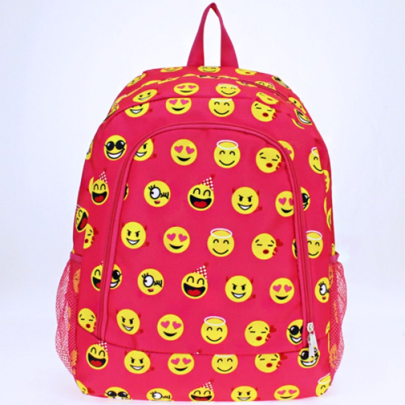 Pink Full Size Backpack Emoji Icons double strap with Etsy