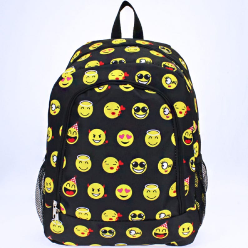 Black Full Size Backpack Emoji Icons double strap with Etsy
