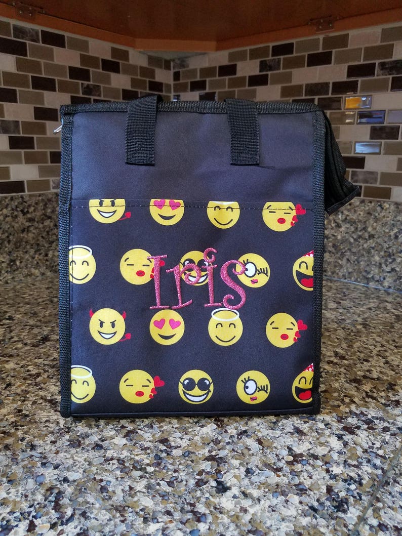 Black Emoji Lunch bag with Personalized Name or Etsy