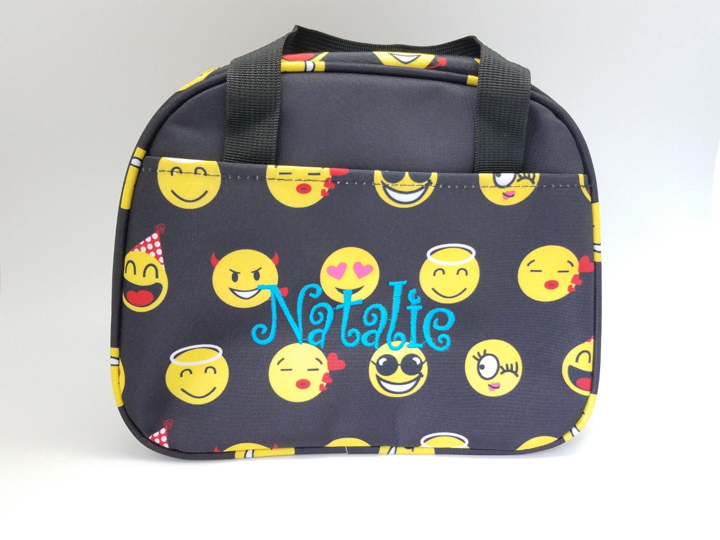 Black Emoji Lunch bag with EmbroideryName or Monogram School Etsy