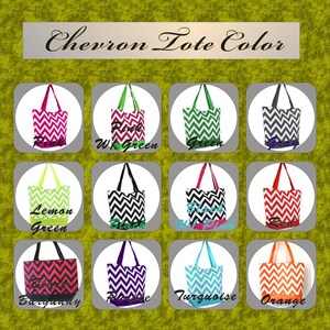 Gray CHEVRON Tote Bag Beach Bag With Monogram Baby Pink Bridesmaid Gift, Teachers, Mom, Grandma image 4