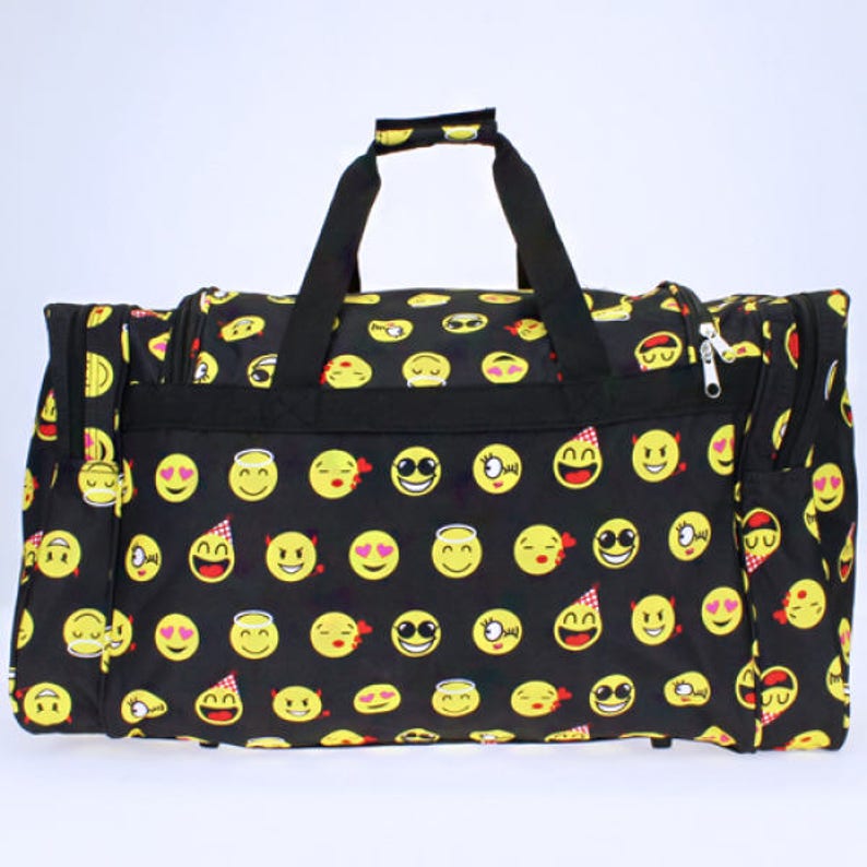 Black Emoji Icons 22 Duffel Bag with Embroidery for Etsy