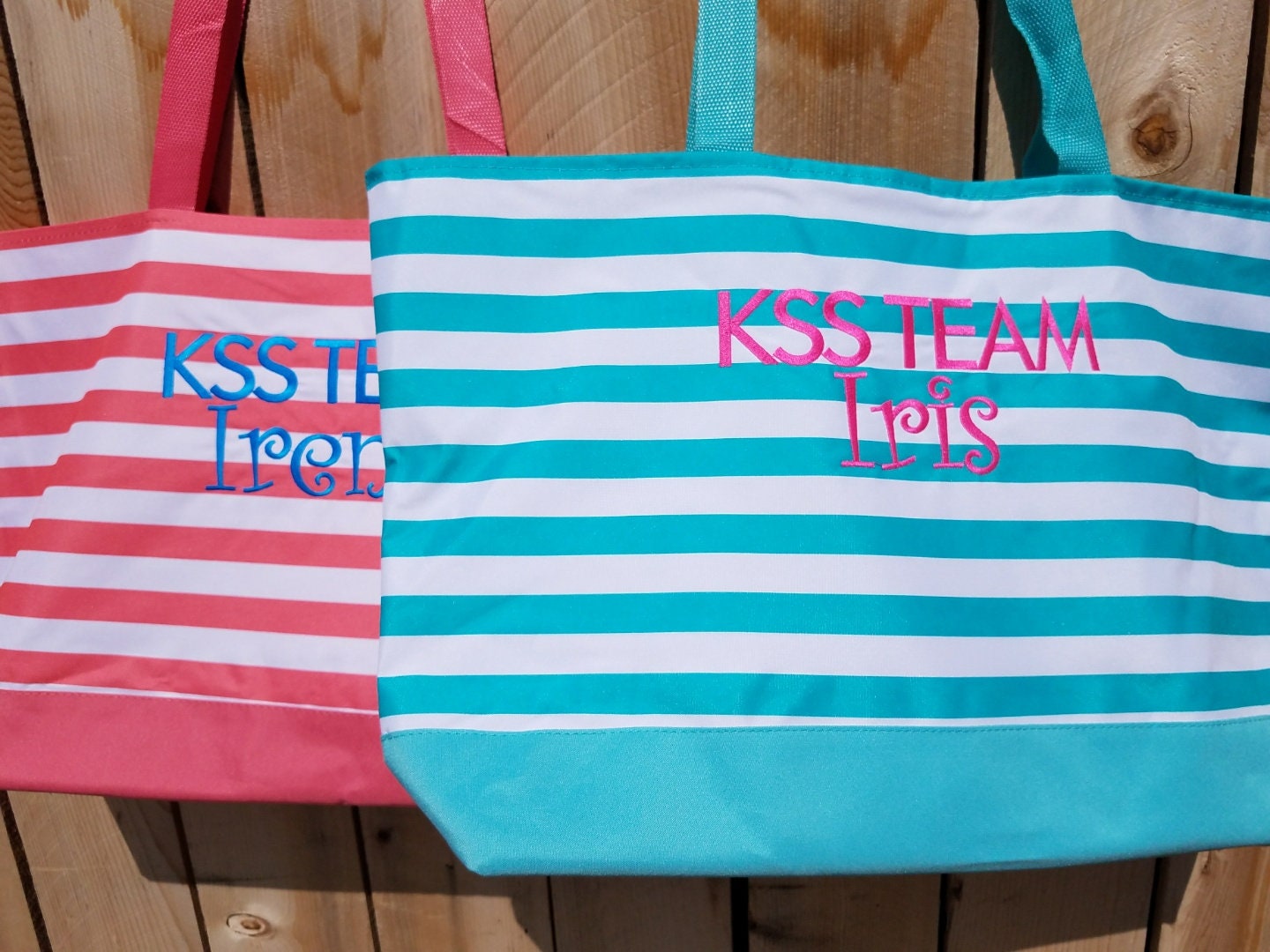 23 Large Turquoise Stripe Tote Bag Beach Bag With | Etsy