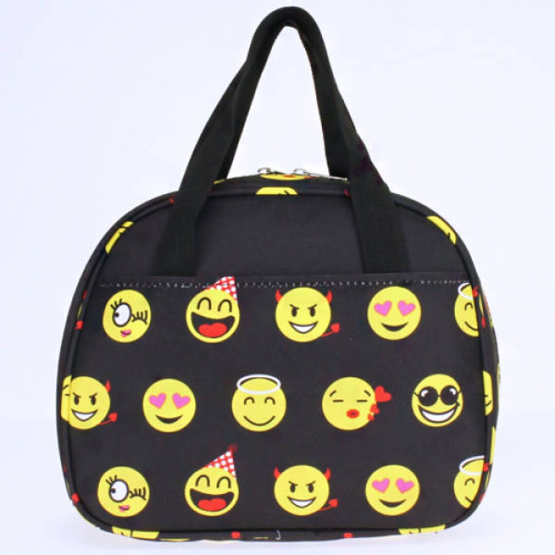 Black Emoji Lunch bag with EmbroideryName or Monogram School Etsy