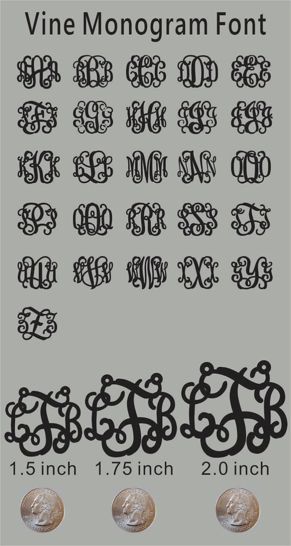 Acryl Monogram Sleutelhanger Vine Monogram 3 Eerste Naam Etsy