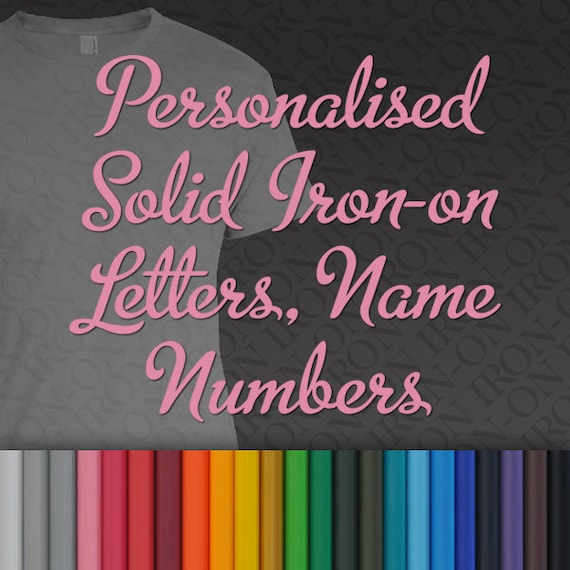 Iron-on Name Text Plain Solid Letters Numbers Vinyl Fabric T-Shirt Transfer Hot